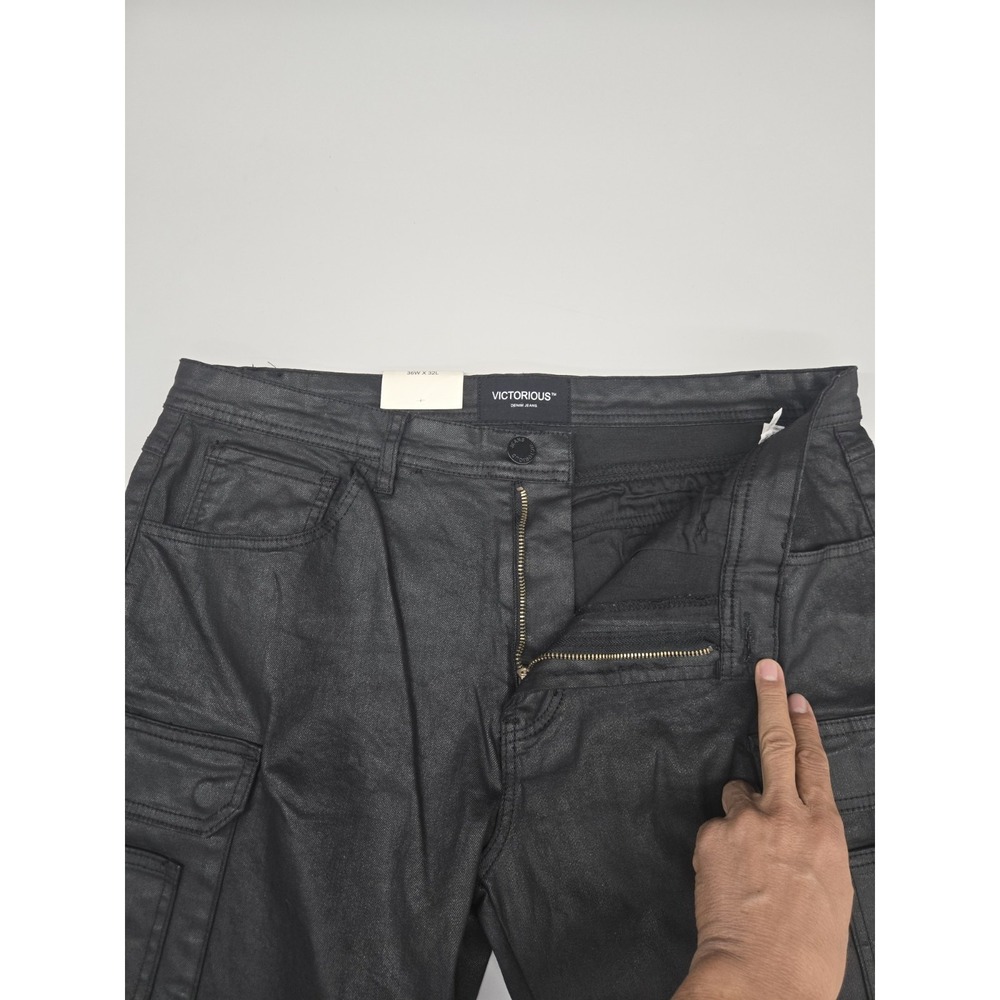 Victorious Jeans Premium Men's Black Denim NWT 36x32 DL1401 - Picture 9 of 15